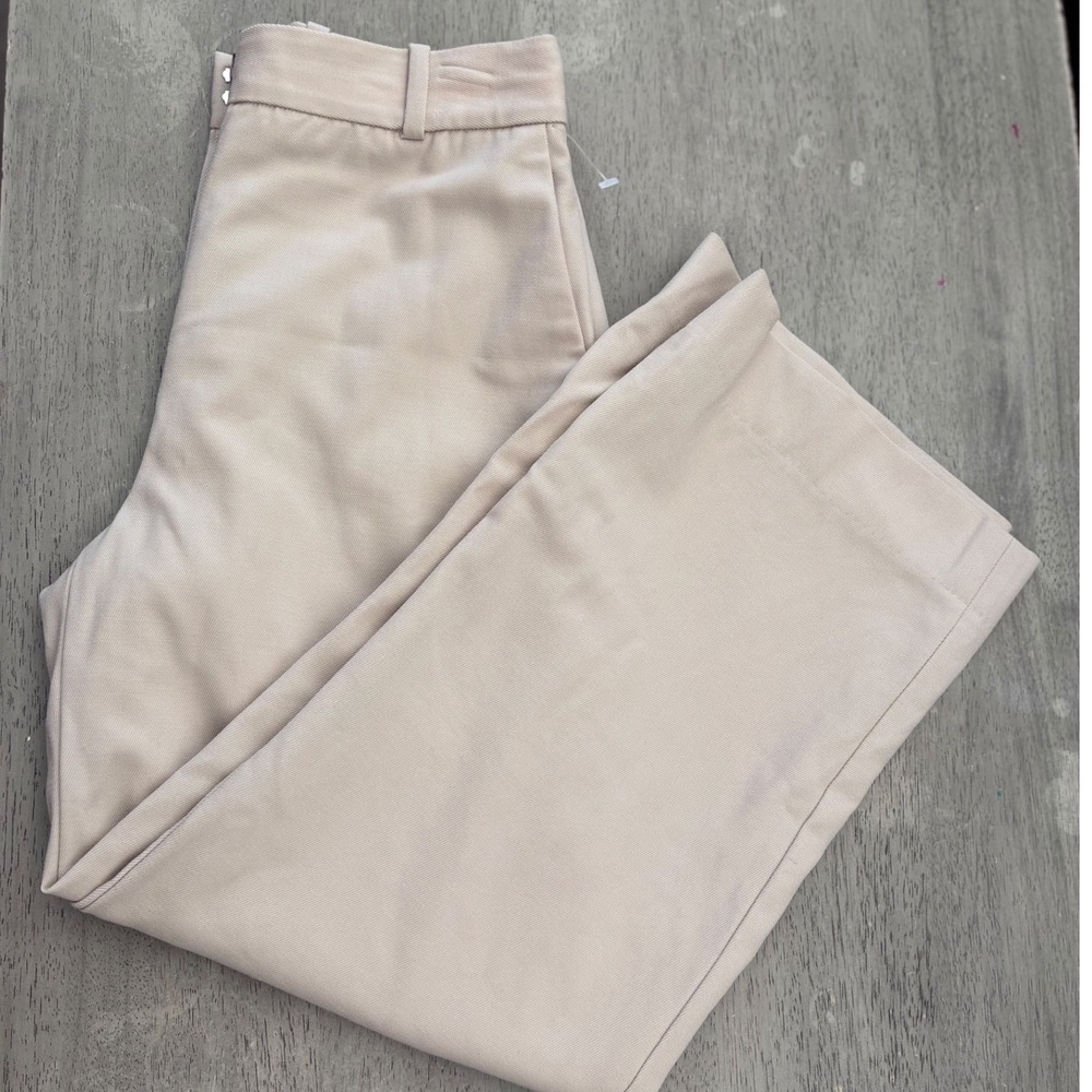 Babaton Atelier Beige Wool Blend Wide Leg Trousers Size 4 High Waisted 99375